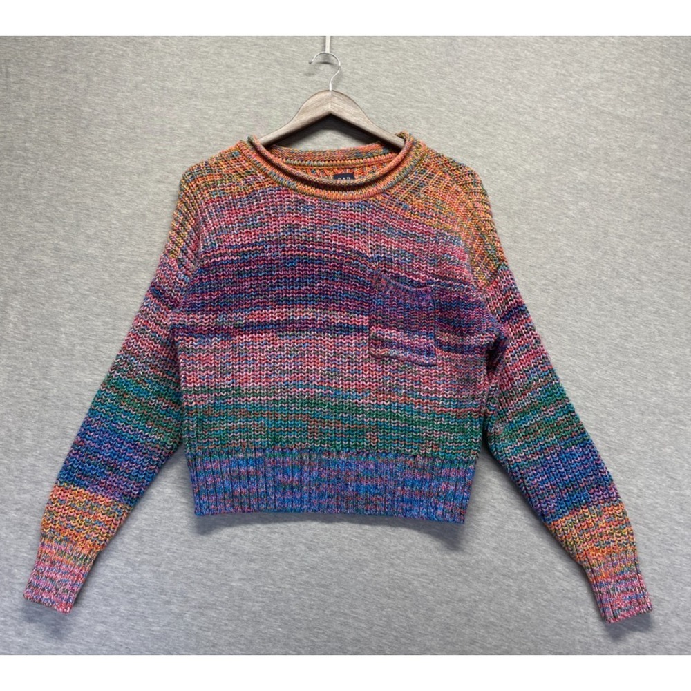 Gap Shaker Stitch Pocket Sweater Women Small Multicolor Ombre Chunky Knit Ribbed
